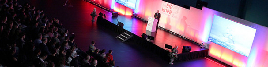 image of keynote speaker on stage